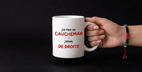 Mug Antifa Wear "J'ai fait un cauchemar j'étais de droite" — porcelaine blanche, objet politique engagé